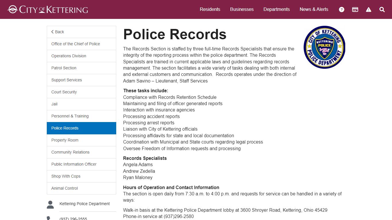 Police Records - Kettering